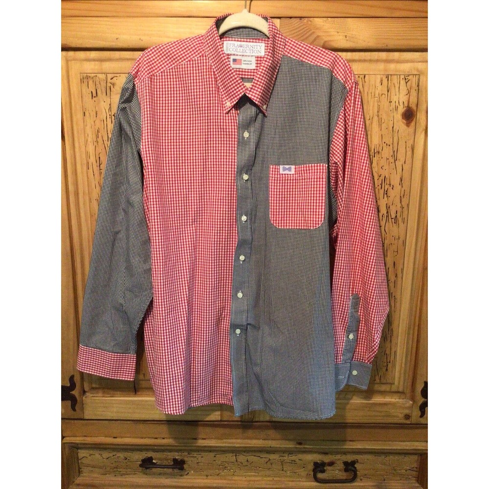Fraternity Collection Mens Shirt Size XL Long Sleeve Button Up Black Red